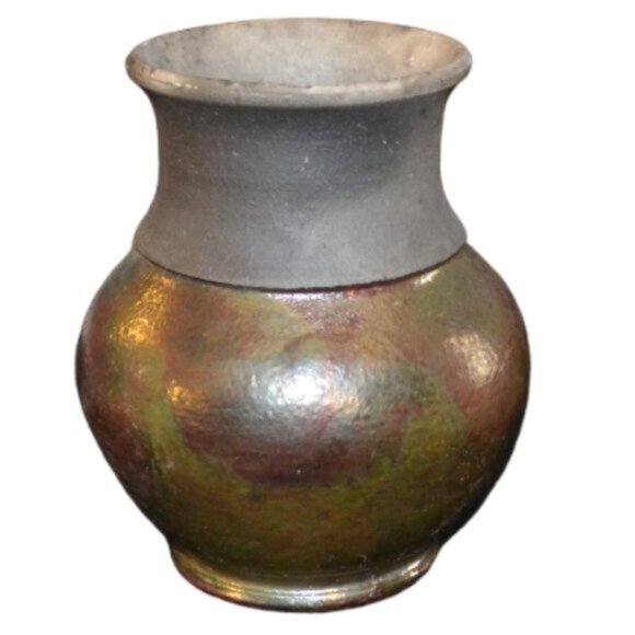 Pair Of Vintage Raku Pieces By Same Artist Vase 3 Legged Vessel Home Decor - Picture 7 of 9